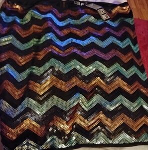 Leigh Nants Multicolor Sequin Chevron Mini Skirt.Nwts